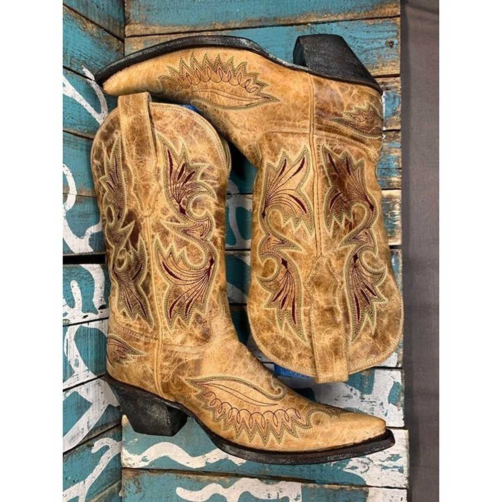Corral Tan Leather Pointed Toe Western Cowgirl Bo… - image 7