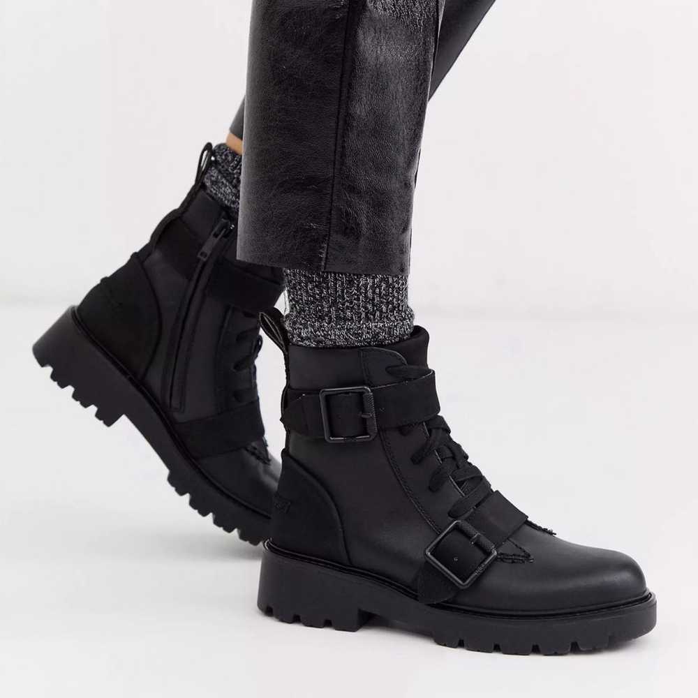 Women’s UGG “Noe” Black Leather Combat Boots Size… - image 1