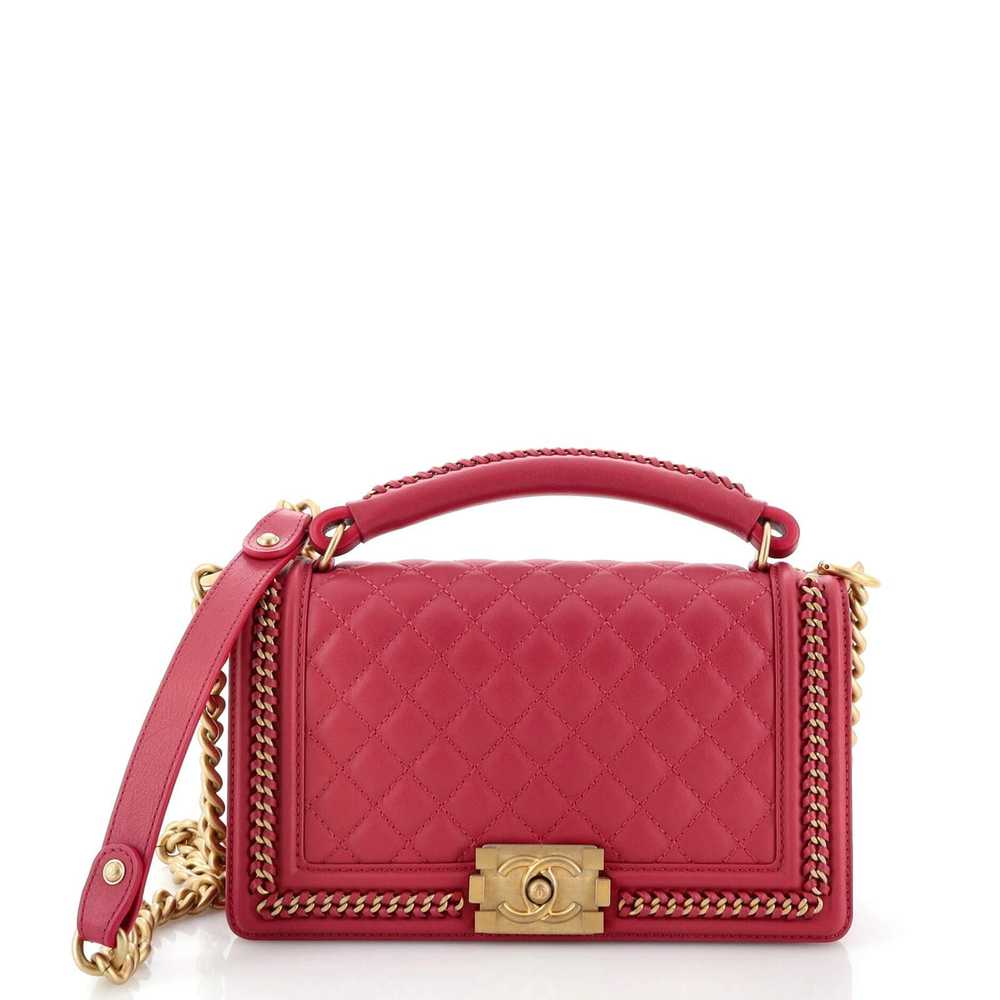 Chanel Chain Handle Boy Flap Bag Quilted Calfskin… - image 1