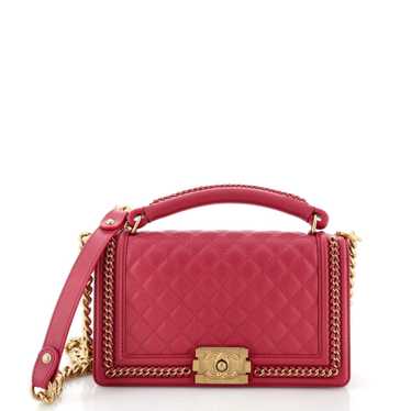 Chanel Chain Handle Boy Flap Bag Quilted Calfskin… - image 1