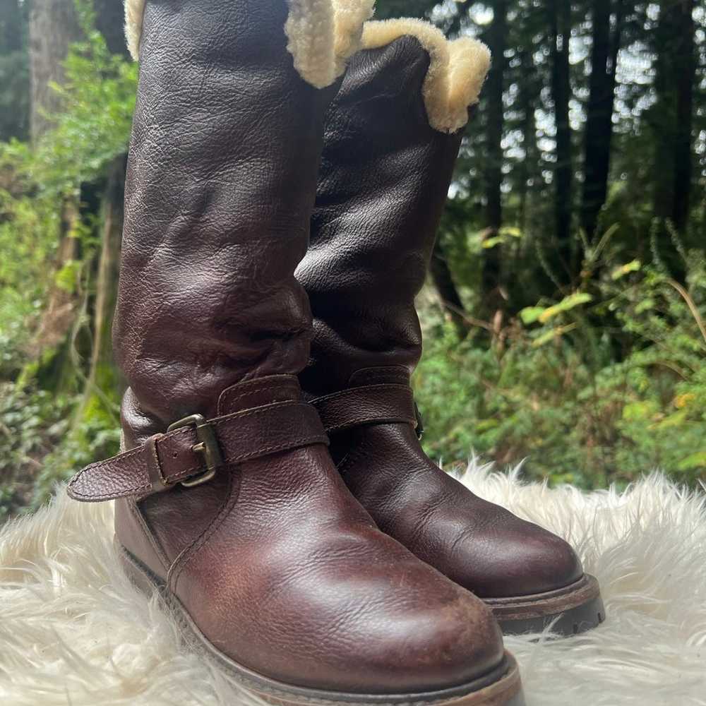 Ralph Lauren Leather Sherpa Fur Buckle Moto Boots… - image 3