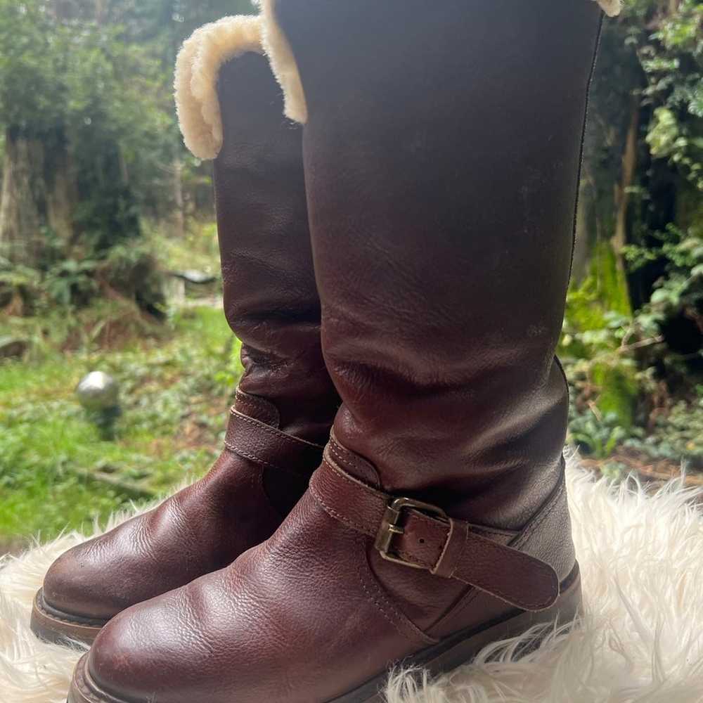 Ralph Lauren Leather Sherpa Fur Buckle Moto Boots… - image 9