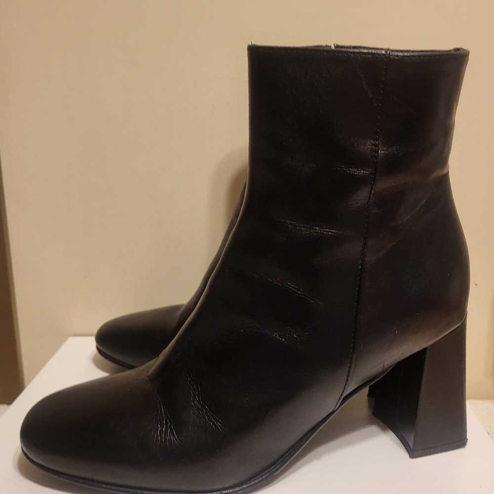 Napoleoni Italy Black Leather Block Heel Ankle Bo… - image 1