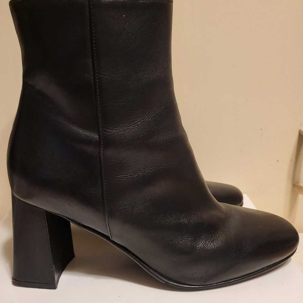 Napoleoni Italy Black Leather Block Heel Ankle Bo… - image 3