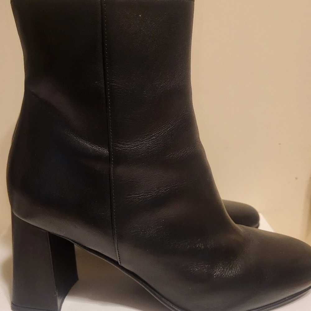Napoleoni Italy Black Leather Block Heel Ankle Bo… - image 6