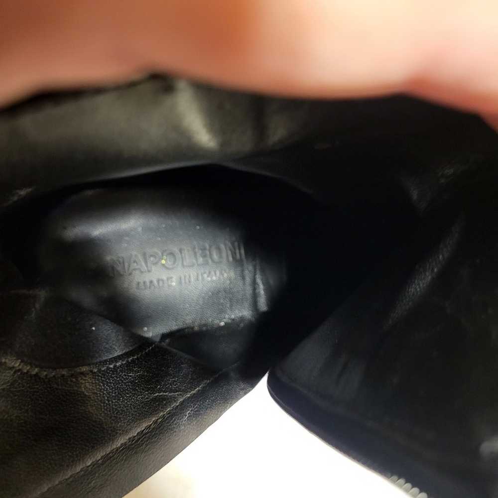 Napoleoni Italy Black Leather Block Heel Ankle Bo… - image 8