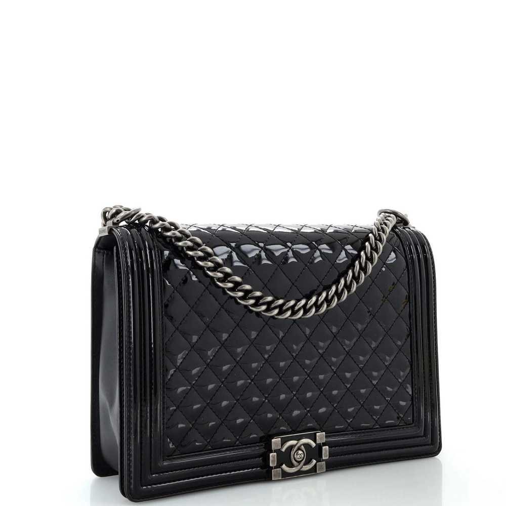 Chanel Boy Flap Bag Quilted Patent Large - image 2