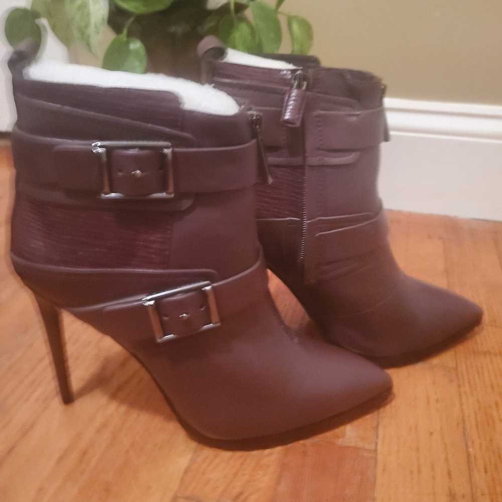 BCBG Maxazaria Burgundy Leather Heel Boots US 9.5… - image 1