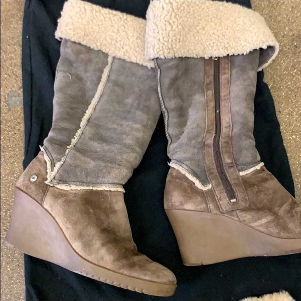 UGG fur brown high boots  Heels 3” Full - image 4