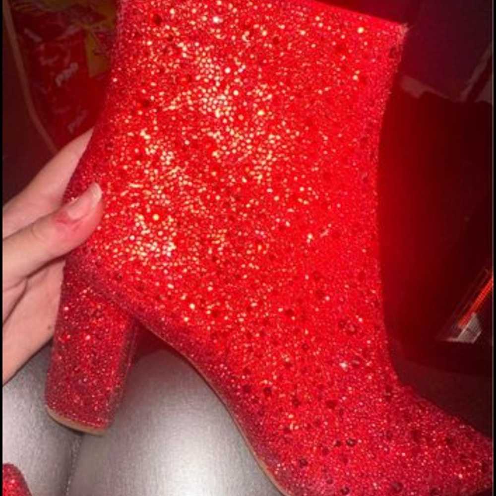 Red Sequin Boots - Gem