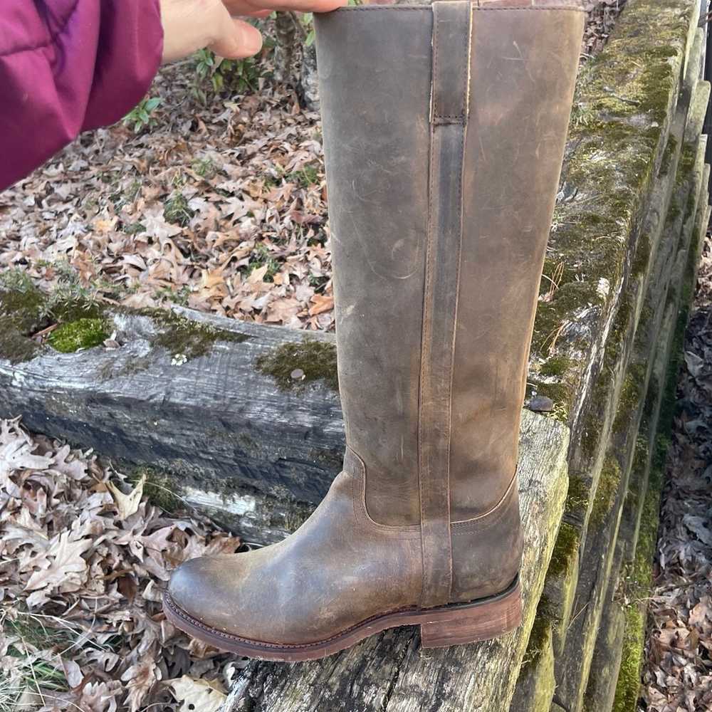 Justin Knee High Distressed Leather Boots Size 9 - image 5