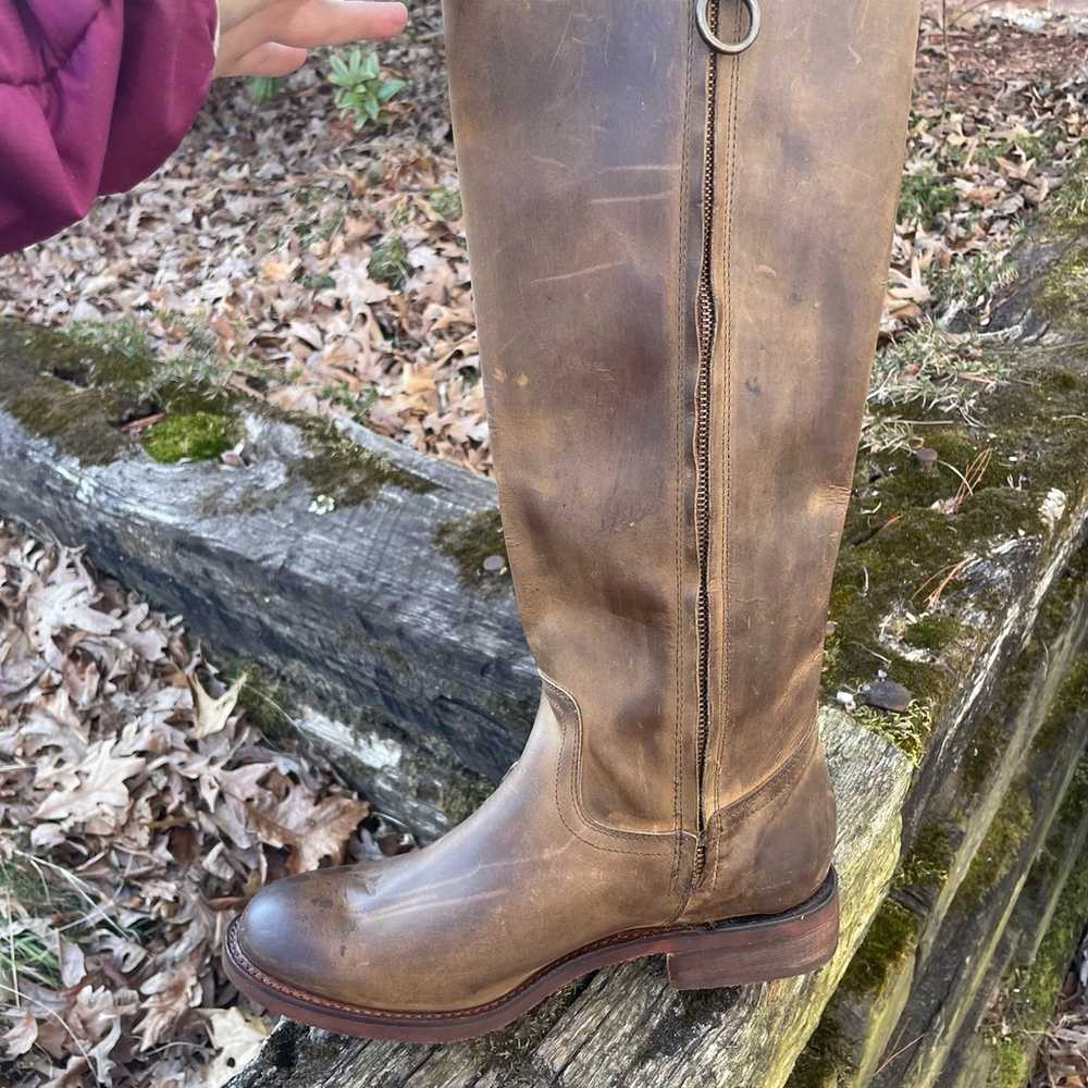 Justin Knee High Distressed Leather Boots Size 9 - image 6