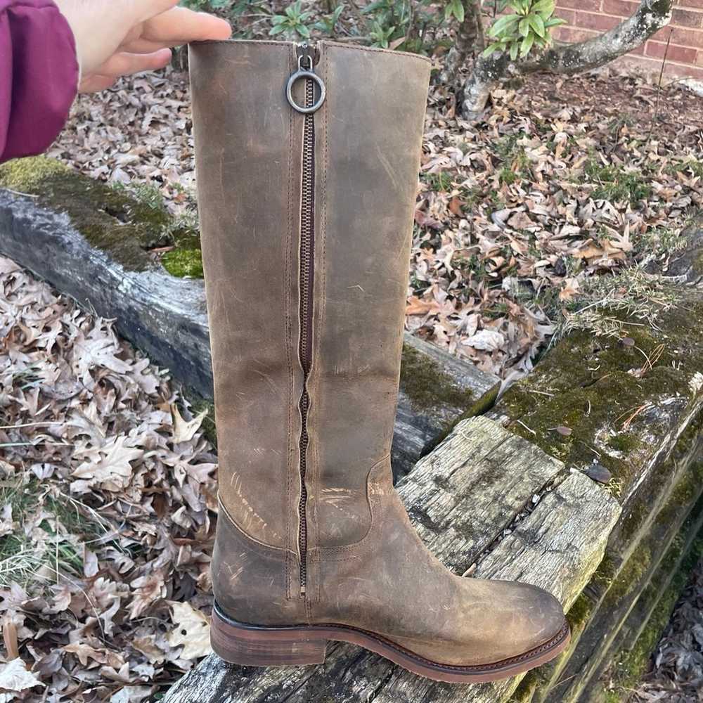 Justin Knee High Distressed Leather Boots Size 9 - image 7