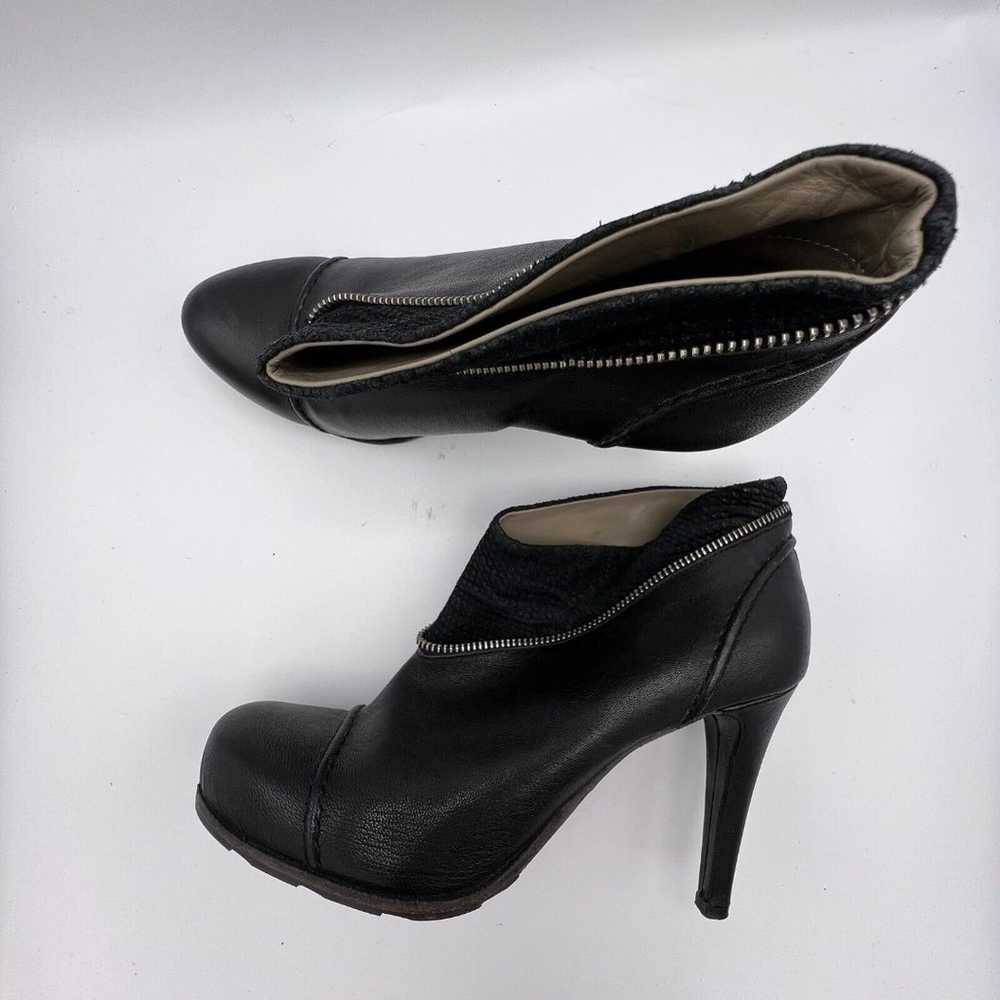 Malloni Leather Booties Women's 10 EU41 Black Edg… - image 3