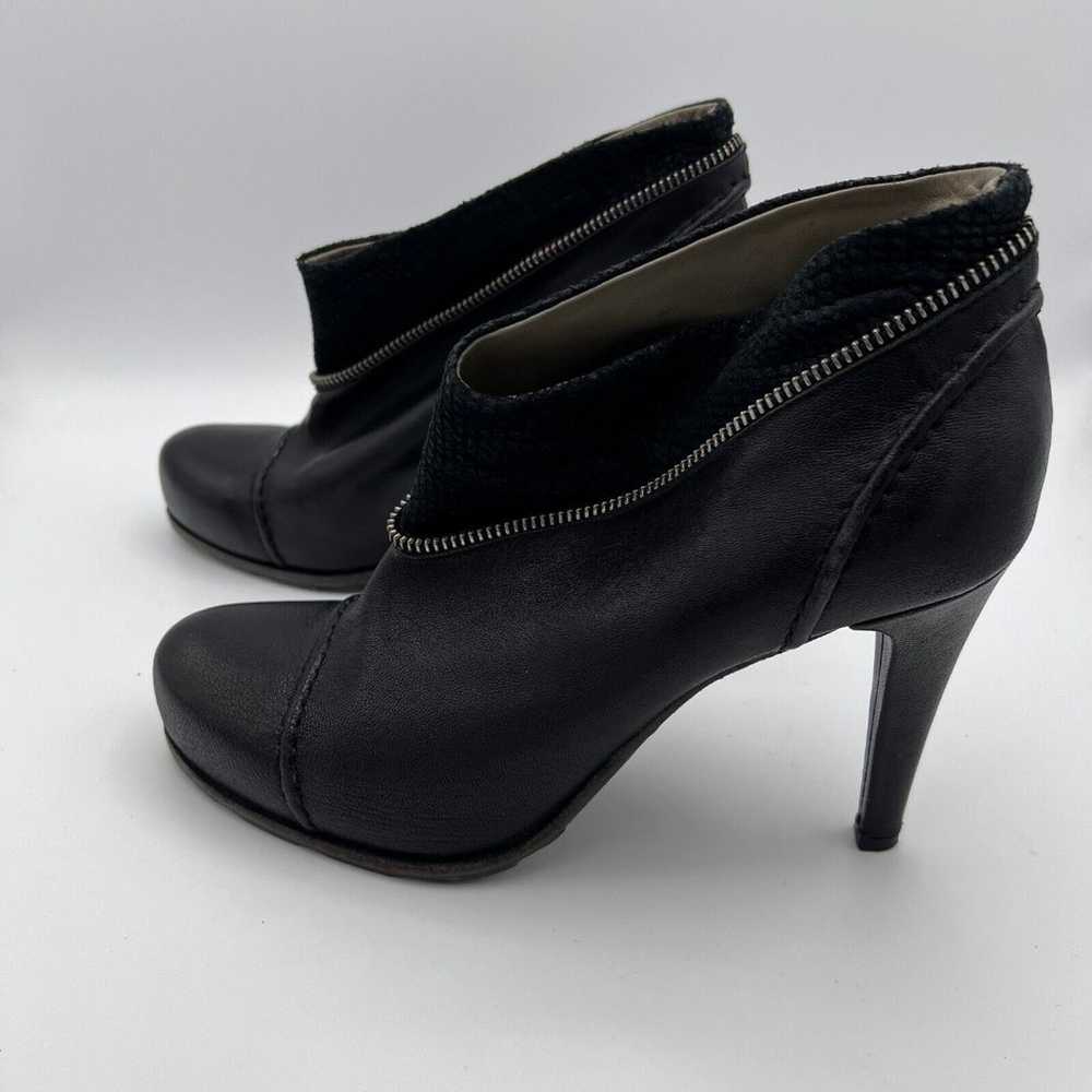 Malloni Leather Booties Women's 10 EU41 Black Edg… - image 4