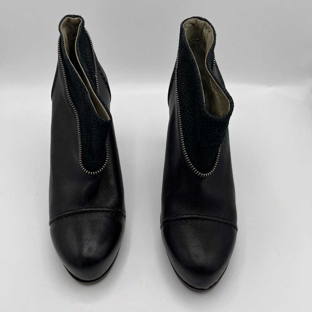 Malloni Leather Booties Women's 10 EU41 Black Edg… - image 7