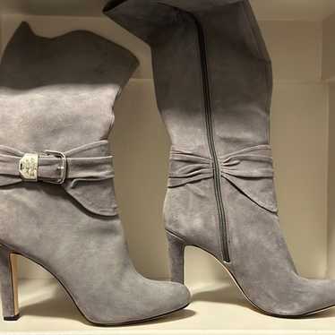 Antonio melani gray leather heel boots