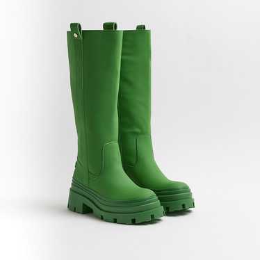 Green knee high chunky boots - image 1