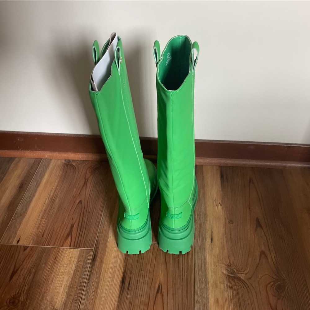 Green knee high chunky boots - image 2