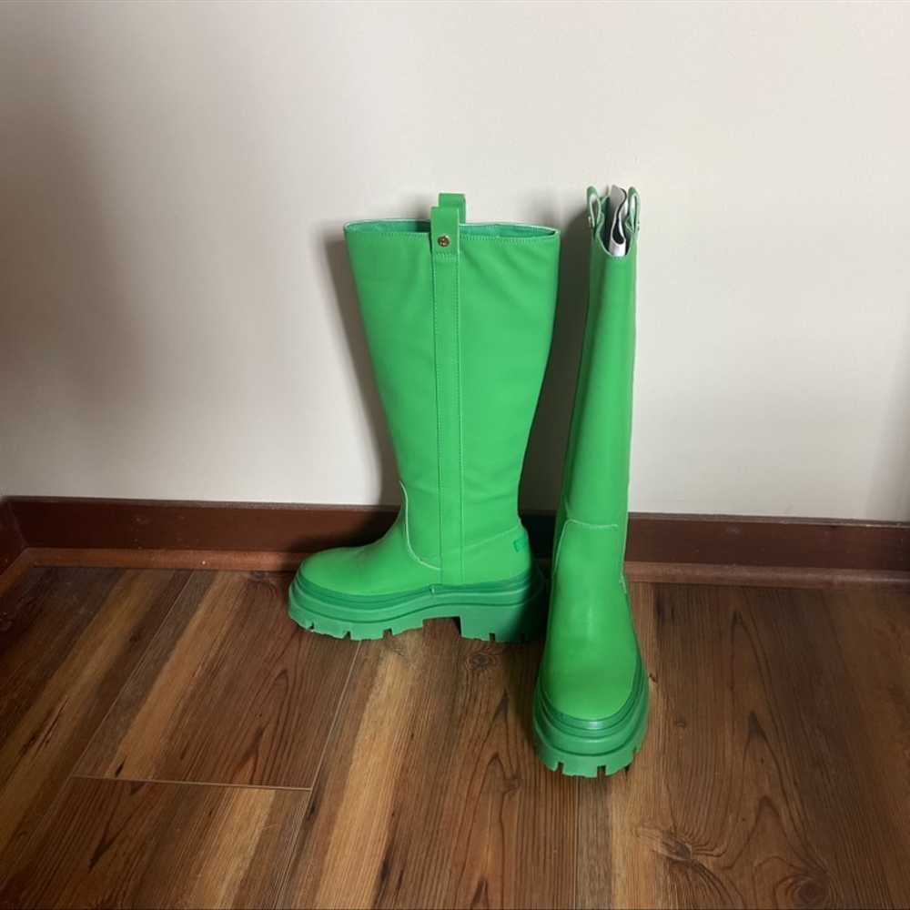 Green knee high chunky boots - image 3