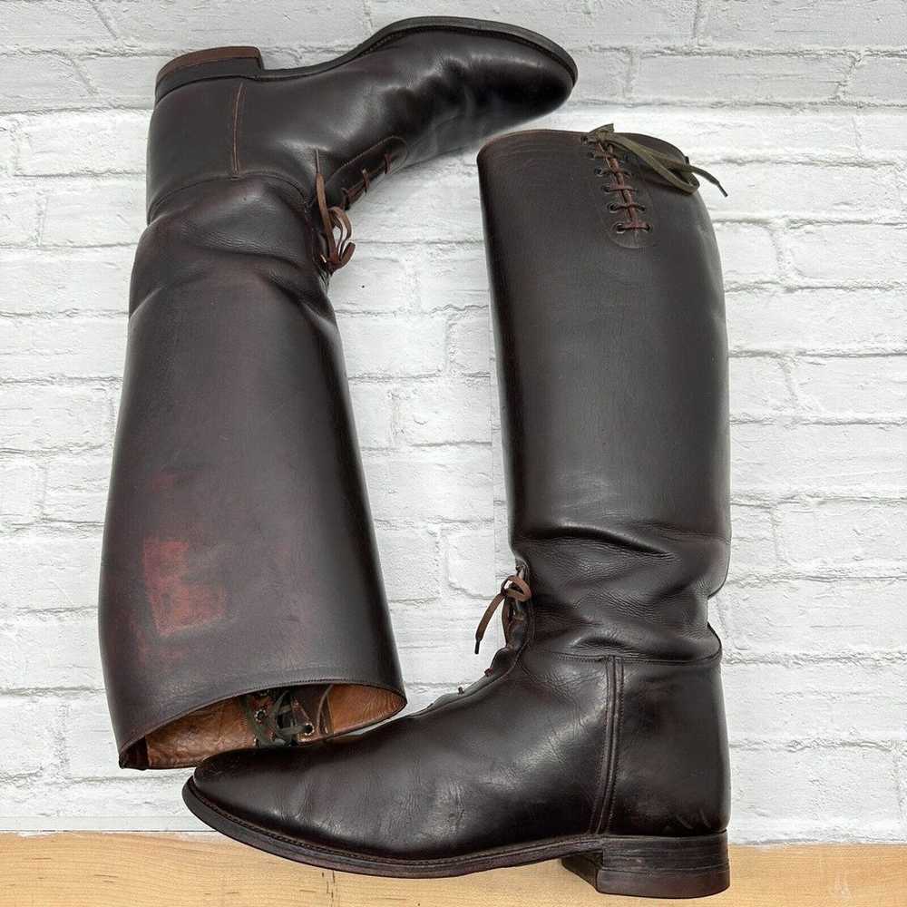 Seiberling 1940's Tall Riding Boots Brown Leather… - image 2