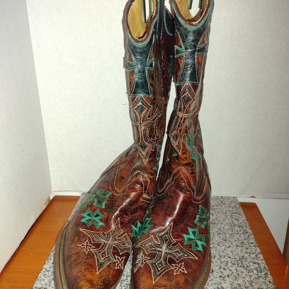 Corral Women's Boots Brown/Turquoise Cross Embroi… - image 2