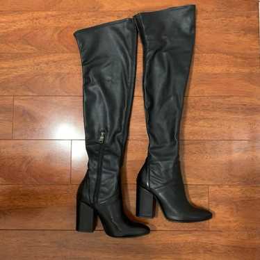 Black leather thigh high boots - image 1