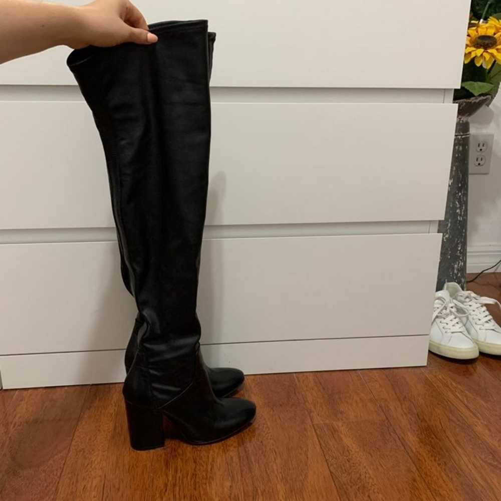 Black leather thigh high boots - image 3