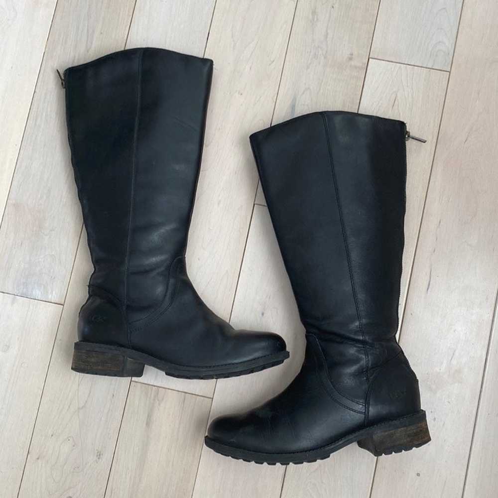 UGG shearling leather tall black boots 8.5 - image 1