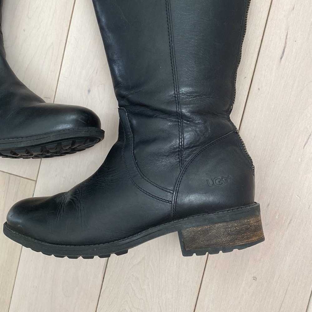 UGG shearling leather tall black boots 8.5 - image 2