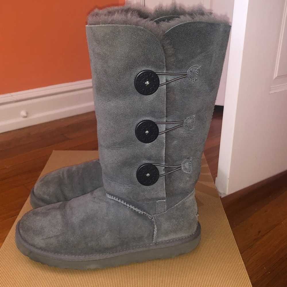 UGG Bailey Grey Button Triplet Boots - image 4