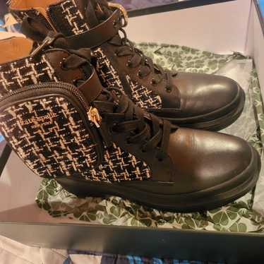 kate spade black leather and tweed boots worn 1 t… - image 1