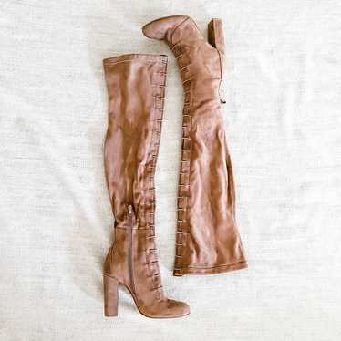 Tan suede over the knee boots