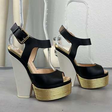 Giuseppe Zanotti Giuseppe Zanotti Gold Black Leat… - image 1