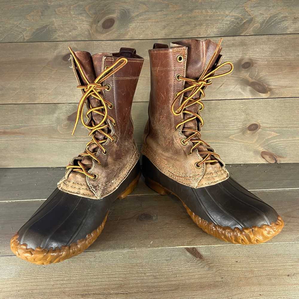 Vintage ll bean Womens size 8 duck boots brown le… - image 3