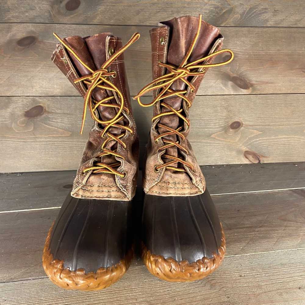 Vintage ll bean Womens size 8 duck boots brown le… - image 4