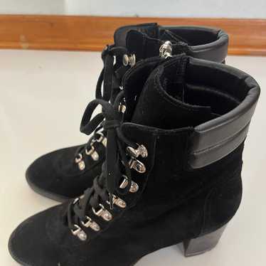 Aquatalia Iriana Black Suede Lace Up Ankle Boots - image 1