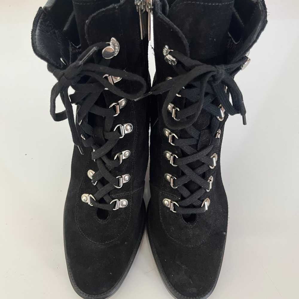 Aquatalia Iriana Black Suede Lace Up Ankle Boots - image 2