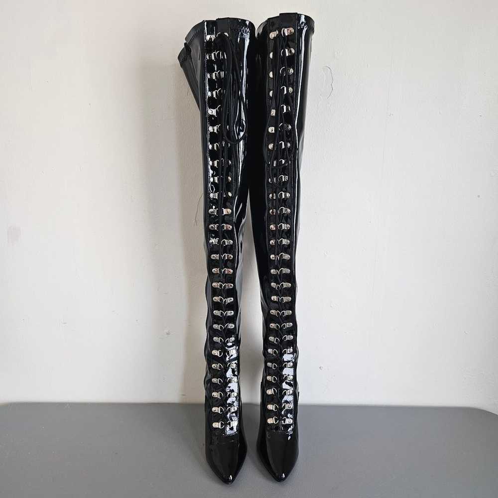 Pleaser Size 11 Thigh High Black Patent Boot NWOB… - image 2