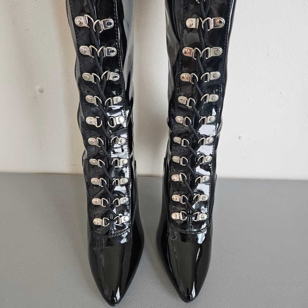Pleaser Size 11 Thigh High Black Patent Boot NWOB… - image 3