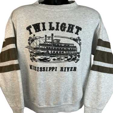 Vintage Mississippi River Twilight Riverboat Vinta