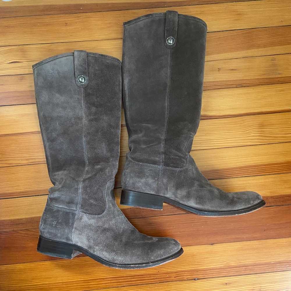Frye Grey Melissa Button Suede Riding Boots - image 2