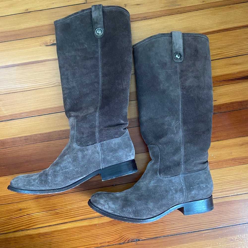 Frye Grey Melissa Button Suede Riding Boots - image 3