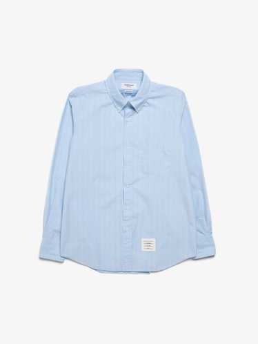 Thom Browne Light Blue Lines Print Button Sleeve … - image 1