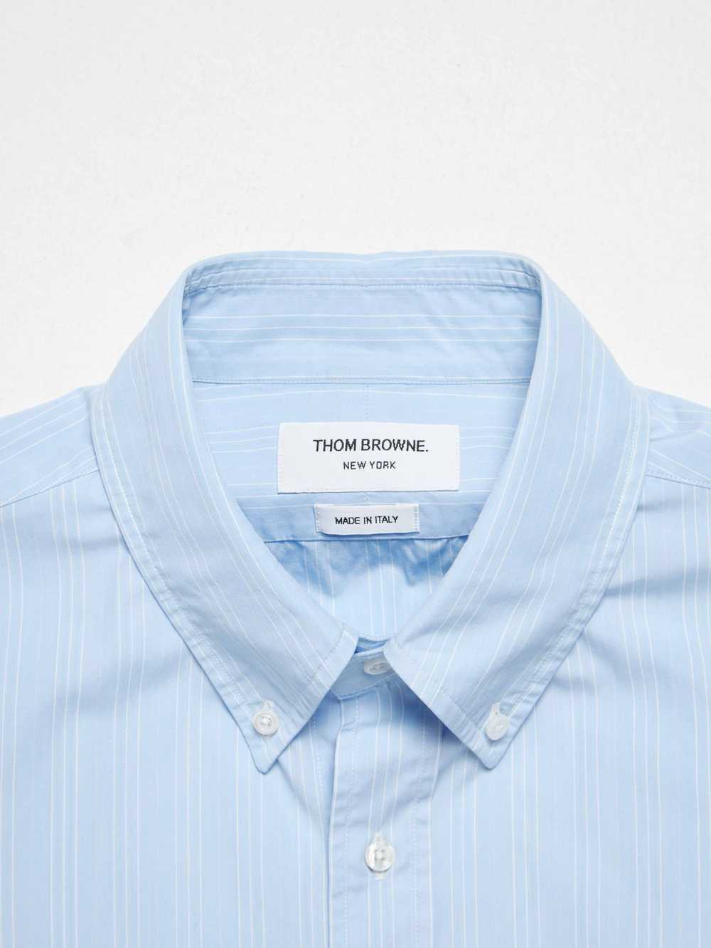 Thom Browne Light Blue Lines Print Button Sleeve … - image 4