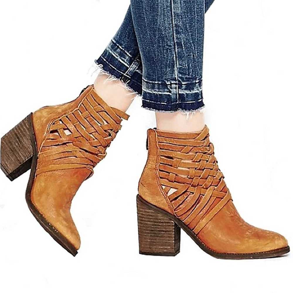 FREE PEOPLE Booties CARRERA Boots Leather Suede H… - image 1
