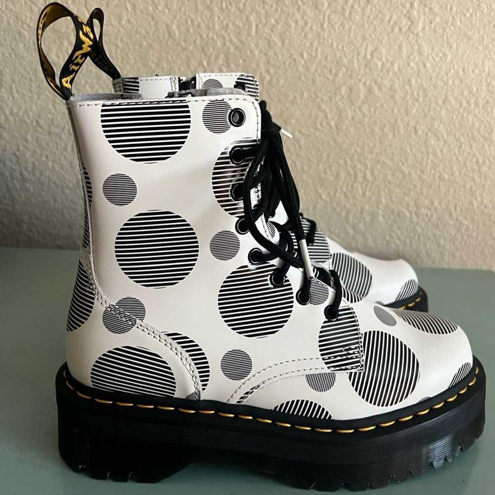 Dr Martens Platform White Leather Polka Dot Jadon… - image 2