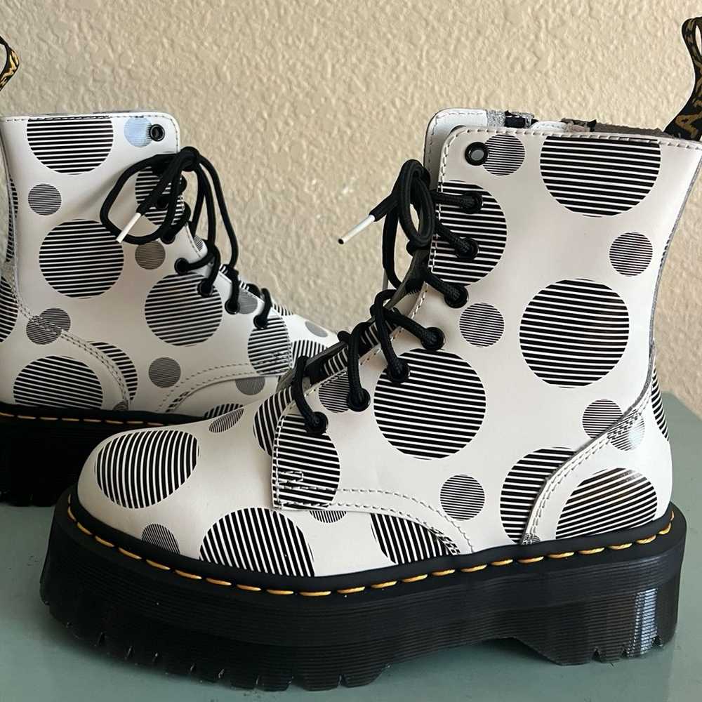 Dr Martens Platform White Leather Polka Dot Jadon… - image 4