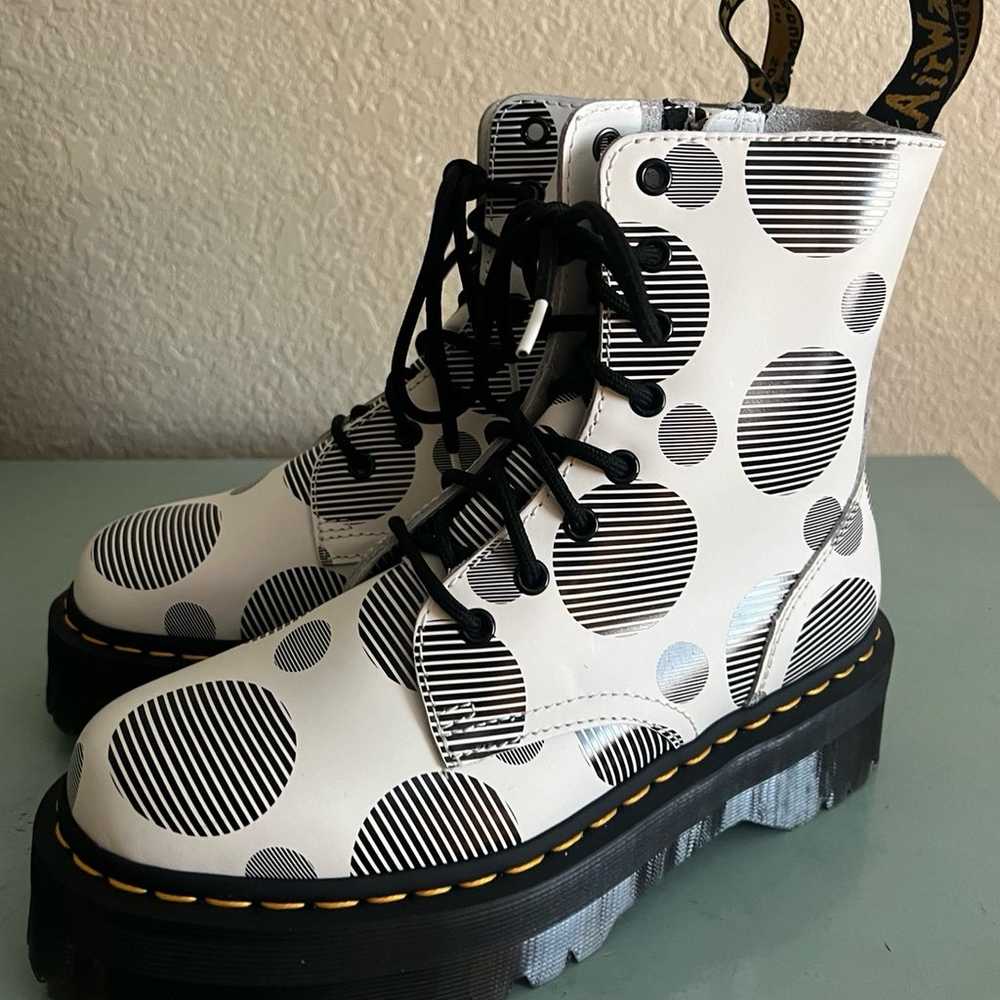 Dr Martens Platform White Leather Polka Dot Jadon… - image 7