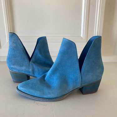 NWOT Free People Charm Double V Blue Suede Ankle … - image 1